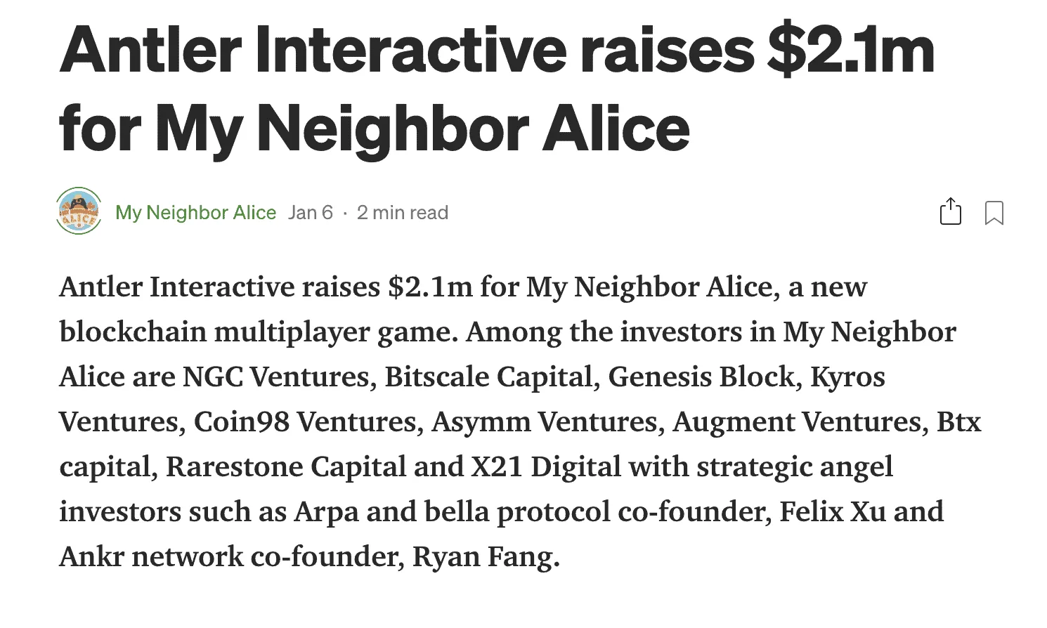My Neighbor Alice (ALICE) - All information about My Neighbor Alice ICO  (Token Sale) - ICO Drops
