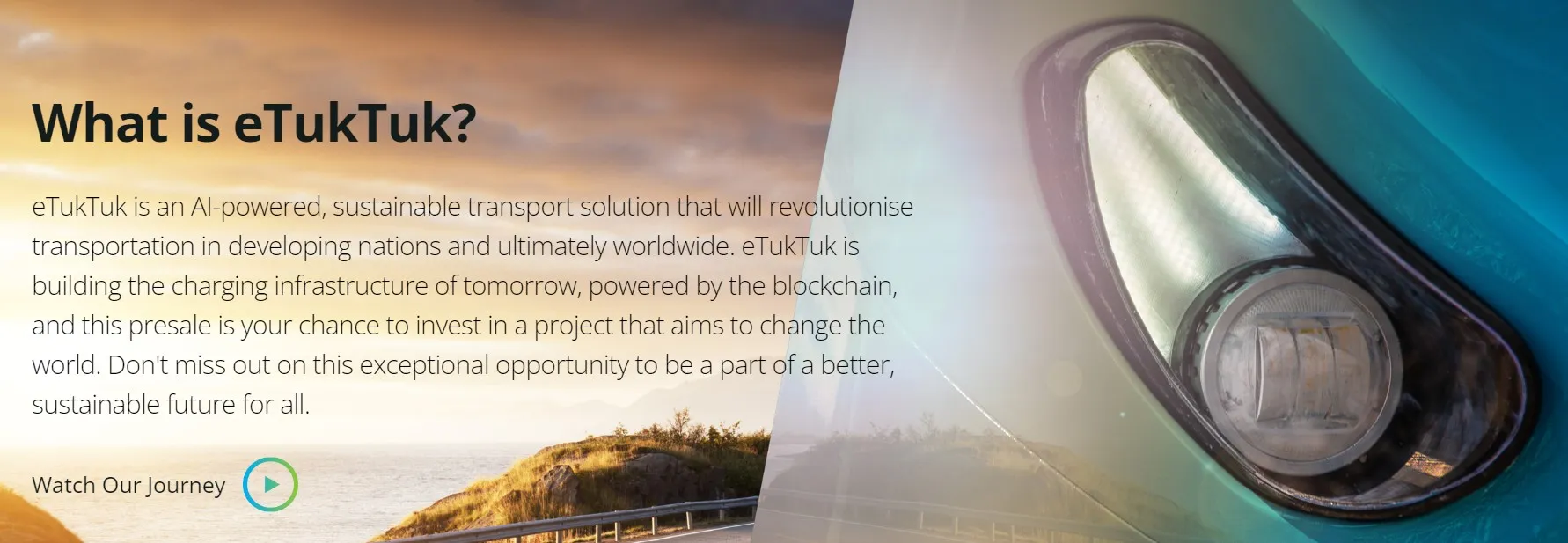 eTukTuk (TUK) - All information about eTukTuk ICO (Token Sale) - ICO Drops