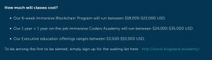 Academy classes cost