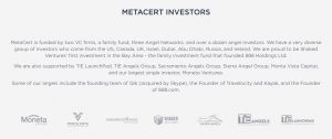 MetaCert Protocol Investors
